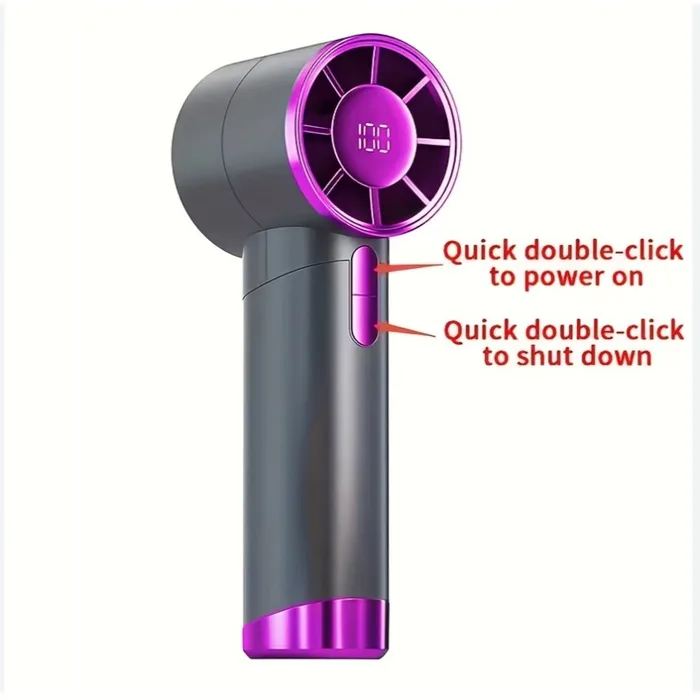 R11 Handheld Fan control guide — double-click to power on or off